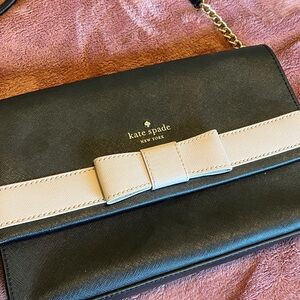 Kate Spade Black and Cream Bow Clutch